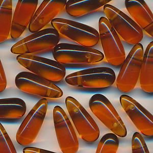 Glasperlen teak klar, Inhalt 10 Stück, Größe 13 x 5 mm, Tropfen