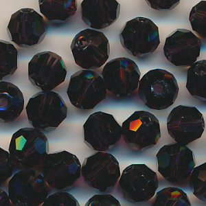 Facettenperlen dark violett klar, Inhalt 16 Stück, Größe 6 mm