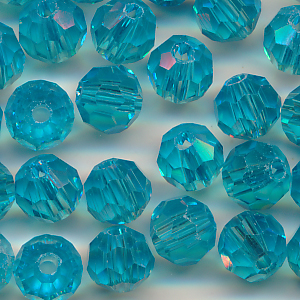 Facettenperlen azur blau klar, Inhalt 16 Stück, Größe 6 mm