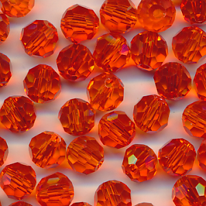 Facettenperlen light rot klar, Inhalt 16 Stück, Größe 6 mm