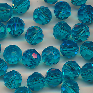 Facettenperlen blau klar, Inhalt 12 Stück, Größe 8 mm