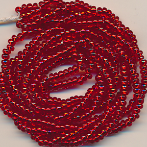 Rocailles rubin-rot Silberblatt, Inhalt 7 g, Größe 8/0, böhmisch, Strang