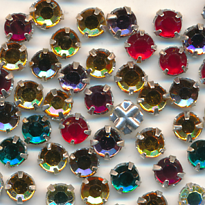 Strass Kristallglas Mix bunt, Inhalt 20 Stück, Größe 5 mm, böhmisch