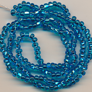 Rocailles blau Silberblatt, Inhalt 11,5 g, Größe 6/0, böhmisch Strang