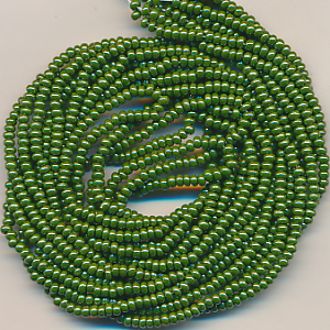 Rocailles laub grün lüster, Inhalt 6 g, Größe 10/0, böhmisch Strang