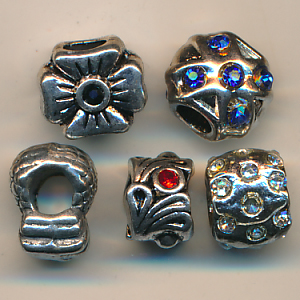 Metallperlen Mix, Inhalt 5 Stück, Größe 14 - 8 mm*