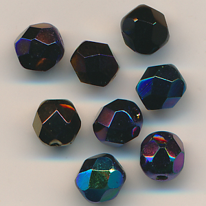Facettenperlen schwarz-lila rainbow, Inhalt 8 Stück, Größe 6 mm, Mix