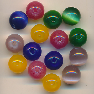 Glasperlen Katzenaugen Mix bunt, Inhalt 15 Stück, Größe 8 mm