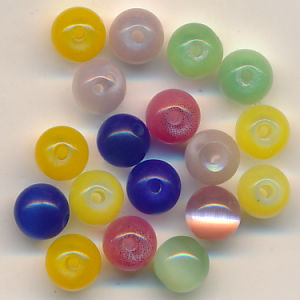 Glasperlen Katzenaugen Mix bunt, Inhalt 18 Stück, Größe 6 mm