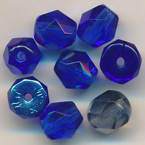 Facettenperlen blau Mix, Inhalt 8 Stück, Größe 7 mm, böhmisch Glas