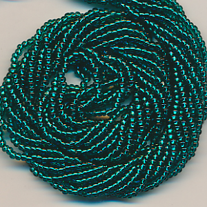 Rocailles türkis dark Silberblatt, Inhalt 5,5 g, Größe 11/0, böhmisch Strang*