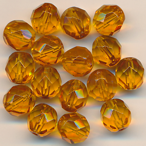 Facettenperlen honig-topaz, Inhalt 6 Stück, Größe 8 mm