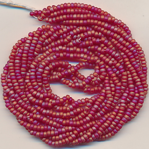 Rocailles rot rainbow matt, Inhalt 8,5 g, Größe 11/0, böhmisch Strang