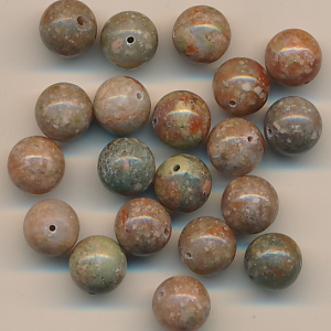 Edelstein-Perlen Epidot, Inhalt 20 Stück, gebohrt, Größe 8 mm