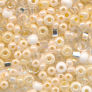 Rocailles Mix elfenbein kristall weiß, Inhalt 8 g, Größe 10/0-12/0