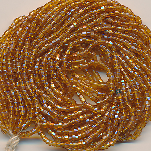 Cut-Hexa braun klar lüster, Inhalt 6 g, Größe 2 mm, antik Strang