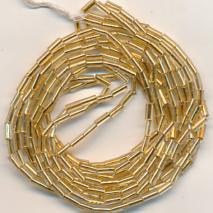 Stiftperlen kristall echt Gold inside, Inhalt 8,5 g, Größe 2,0 x 4,5 mm, antik Strang