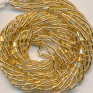 Stiftperlen kristall echt Gold lining, Inhalt 6 g, Größe 1,6 x 2,5 mm, antik Strang