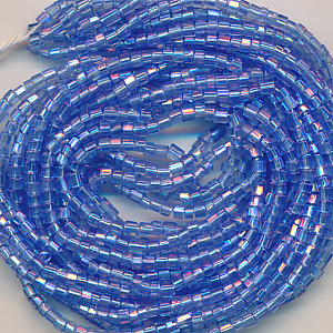 Cut-Hexa blau rainbow, Inhalt 6,5 g, Größe 1,6 mm, antik Strang