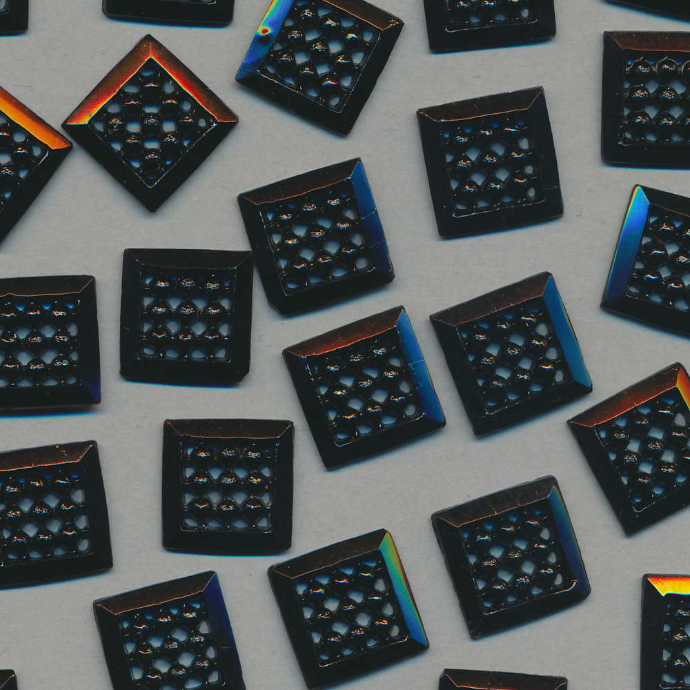 Glas-Perlen jet-schwarz, Inhalt 12 Stück, antik, Größe 11 mm